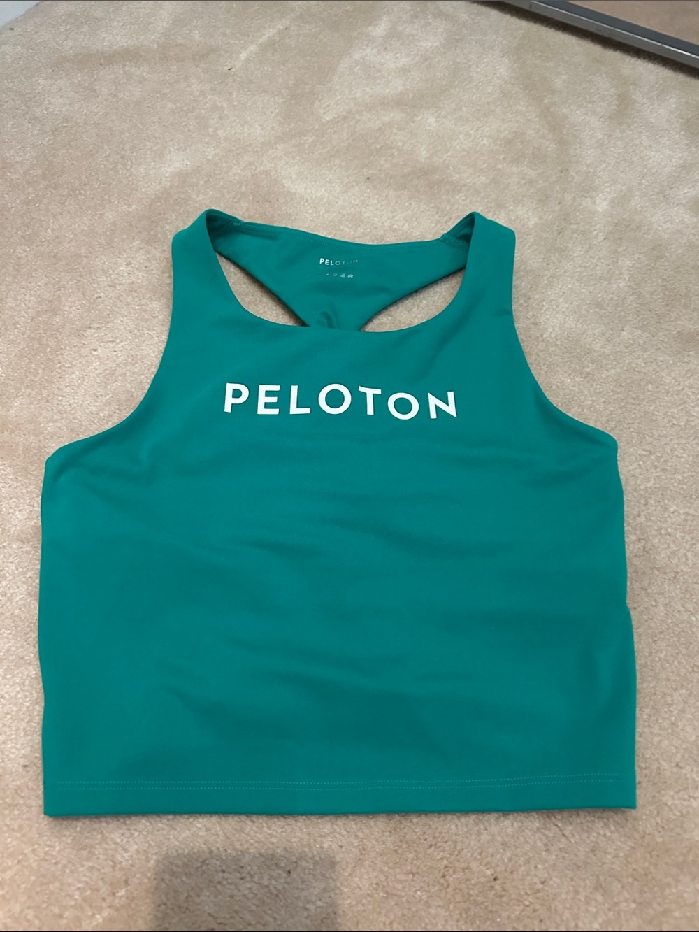 Peloton Teal Cropped Racerback Athletic Tank